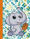 Portada de Notebook Handwriting Paper Kawaii Elephant Baker Challah 9 Double Lines with Dotted Middle Line Guide for Children Sheets - 110 Pages 8.5" X 11" Writing Paper for Kindergarten Kids, Students, Teens and Adults