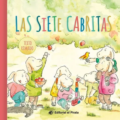 Portada de Las siete cabritas: cuentos tradicional alemán documentado pos los Hermanos Grimm