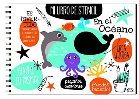 Portada de En el océano: mi libro de stencil