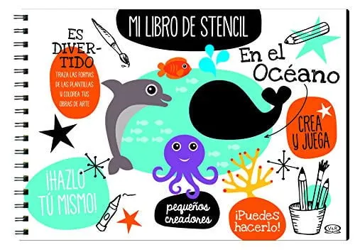 Portada de En el océano: mi libro de stencil